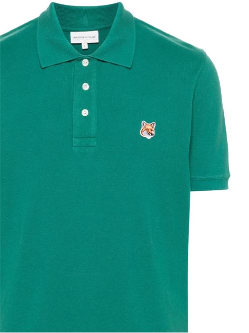 Polo in piqué di cotone verde erba Maison Kitsuné | LM00208KJ7002P373